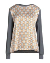 Niū Woman Top Lead Size M Silk, Elastane, Viscose In Multi