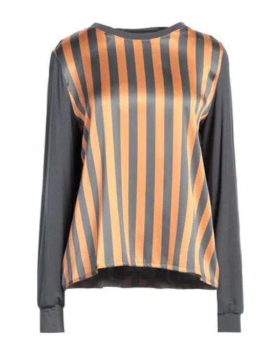 Niū Woman Top Lead Size M Silk, Elastane, Viscose In Grey