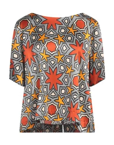 Niū Woman Top Lead Size L Silk, Elastane In Grey