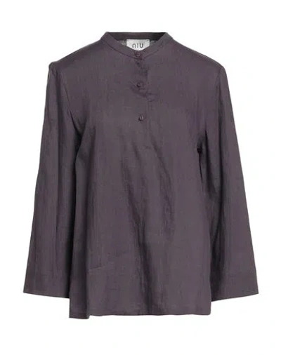 Niū Woman Top Plum Size L Linen In Purple
