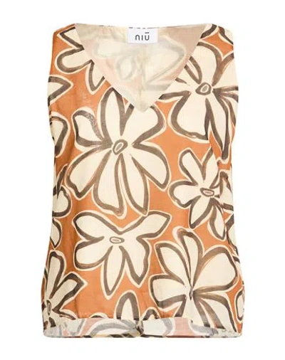 Niū Woman Top Rust Size L Cotton In Orange