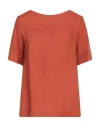 Niū Woman Top Rust Size S Linen In Red