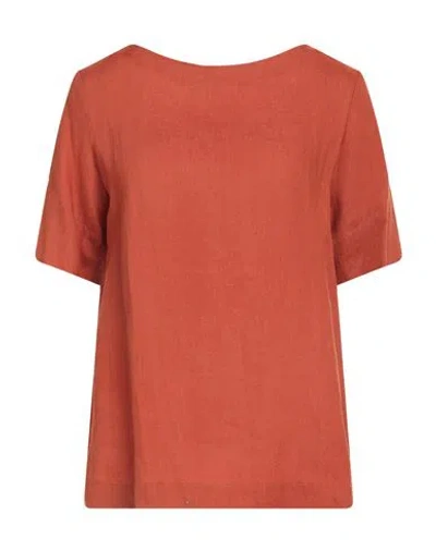 Niū Woman Top Rust Size S Linen In Red