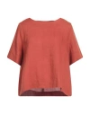 Niū Woman Top Rust Size Xl Linen In Red