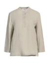 Niū Woman Top Taupe Size L Linen In Grey