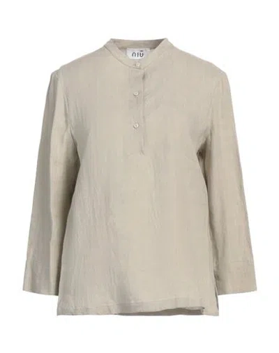Niū Woman Top Taupe Size L Linen In Grey