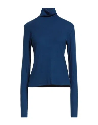 Niū Woman Turtleneck Blue Size L Viscose, Elastane