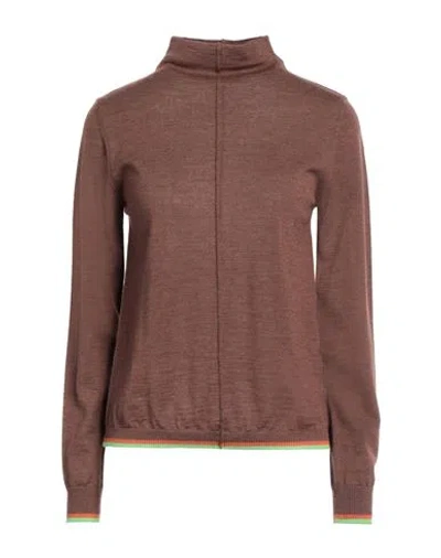 Niū Woman Turtleneck Brown Size Xl Merino Wool