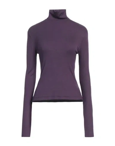 Niū Woman Turtleneck Dark Purple Size Xl Viscose, Elastane