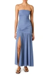 Nia Abbott Kinney Strapless Maxi Dress In Blue