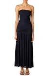 Nia Abbott Kinney Strapless Maxi Dress In Blue