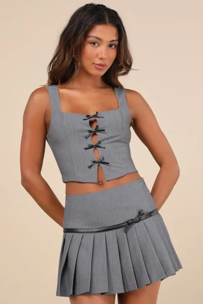 Nia Agnes Charcoal Grey Pleated Mini Skirt