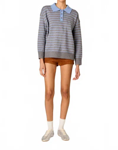 Nia Alameda Collared Sweater In Heather Grey In Gray