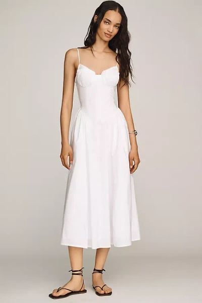 Nia Alice Sweetheart Midi Dress In White