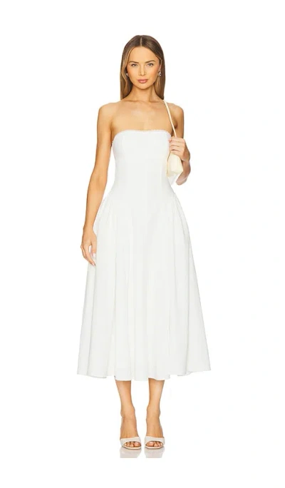 Nia Anne Midi Dress In Off White In Black