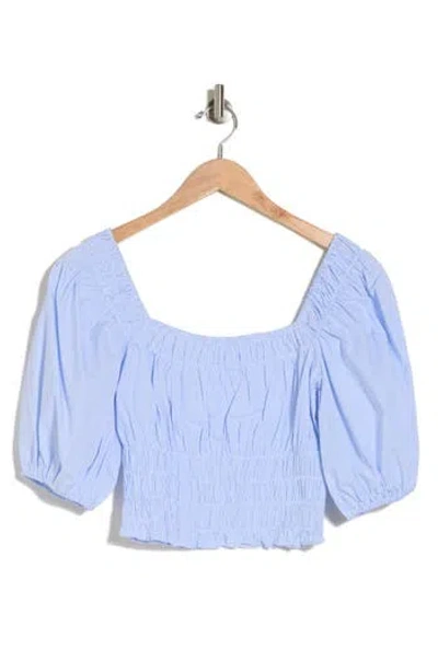 Nia Anne Smocked Crop Top In Chambray