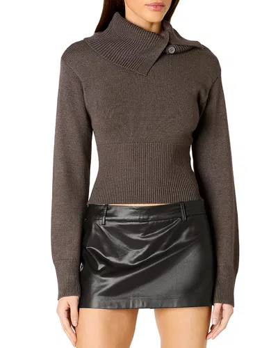 Nia Arden Split Turtleneck Sweater In Brown