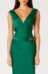 Nia Arlo Satin Crop Tank In Green
