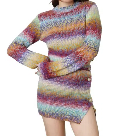 Nia Aspen Sweater In Rainbow Teal In Blue