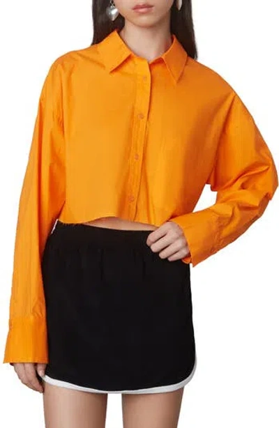 Nia Austin Cotton Button-up Shirt In Orange