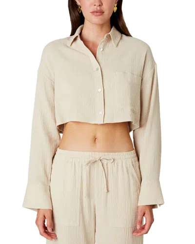 Nia Austin Cropped Guaze Shirt Top In Natural In Neutral