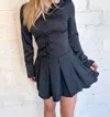 Nia Bridgetpleated Dress In Black In Black