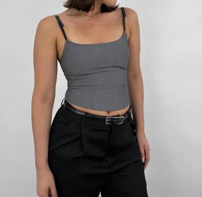 Nia Buckle Strap Scoop Neck Corset Tank In Dark Grey