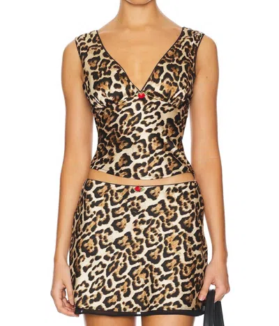 Nia Celia Leopard Top In Tan In Multi