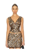 Nia Ventura Animal Print Mini Skirt In 棕黄色