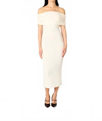 Nia Celine Midi Dress In Ivory In White