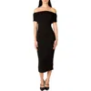 Nia Celine Off The Shoulder Body-con Midi Dress In Black