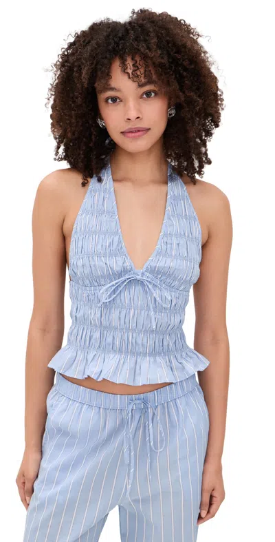 Nia Chandler Co-ord Halter Neck Shirred Top In Purple
