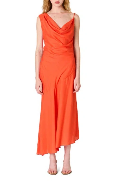 Nia Cielo Cowl Neck Open Back Sundress In Orange