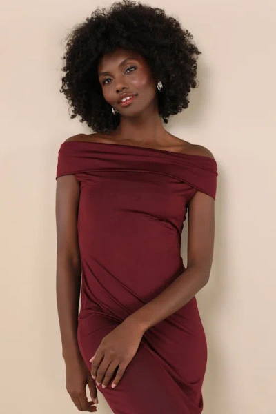 Nia Clara Plum Purple Off-the-shoulder Column Dress