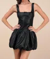Nia Clemens Mini Bubble-hem Dress In Black In Black