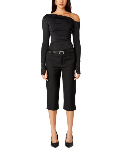 Nia Cleo Asymmetric Long Sleeve Top In Black