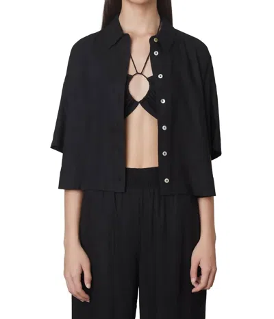 Nia Cropped Boxy Shirt In Black