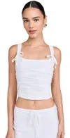 Nia Stan Lace Up Back Top In White In White