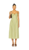 Nia Destene Midi Dress In Green In Green