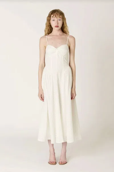 Nia Destene Eyelet Midi Dress In White