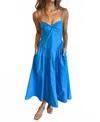 Nia Destene Midi Dress In Blue In Blue