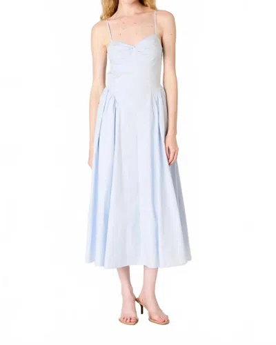 Nia Destene Midi Dress In Blue In White