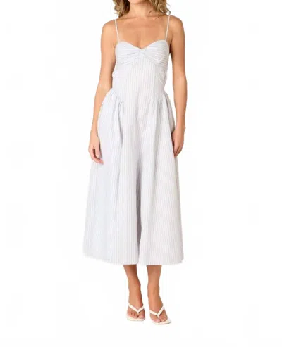 Nia Destene Midi Dress In White Stripe
