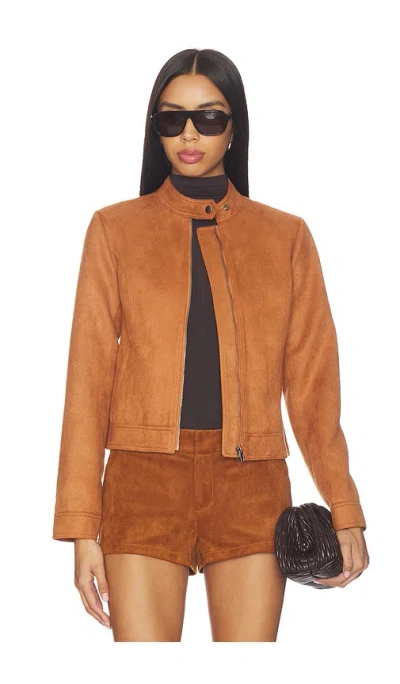 Nia Effie Moto Jacket In Brown