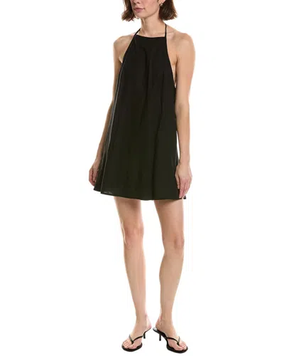 Nia Elisa Linen-blend Mini Dress In Black