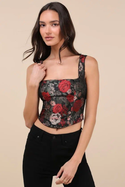 Nia Elizabeth Black Multi Jacquard Bustier Top