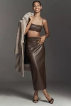 Nia Elodie Faux-leather Midi Skirt In Brown