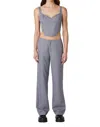 Nia Eloise Pin Stripe Low Rise Pants In Gray In Gray