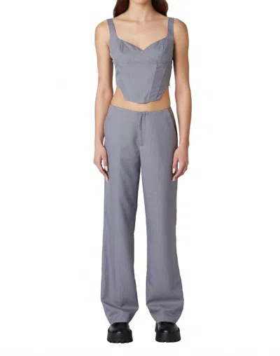 NIA ELOISE PIN STRIPE LOW RISE PANTS IN GRAY