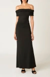 Nia Evangeline Off The Shoulder Open Back Maxi Dress In Black